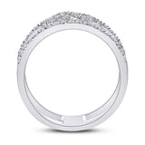 10kt White Gold Womens Round Diamond Clove Negative Space Fashion Ring 3/8 Cttw