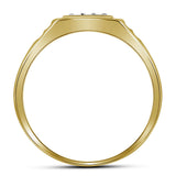 10kt Yellow Gold Mens Round Diamond Square Cluster Ring 1/4 Cttw