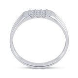 10kt White Gold Mens Round Diamond Triple Row Band Ring 1/8 Cttw
