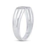 10kt White Gold Mens Round Diamond Triple Row Band Ring 1/8 Cttw