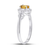 10kt White Gold Womens Oval Lab-Created Citrine Diamond Solitaire Ring 1/2 Cttw