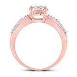 10kt Rose Gold Womens Round Morganite Diamond Solitaire Ring 7/8 Cttw