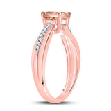10kt Rose Gold Womens Round Morganite Diamond Solitaire Ring 7/8 Cttw