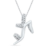 10kt White Gold Womens Round Diamond Stiletto Shoe Pendant 1/20 Cttw