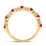 10kt Yellow Gold Womens Round Lab-Created Ruby Band Ring 1 Cttw