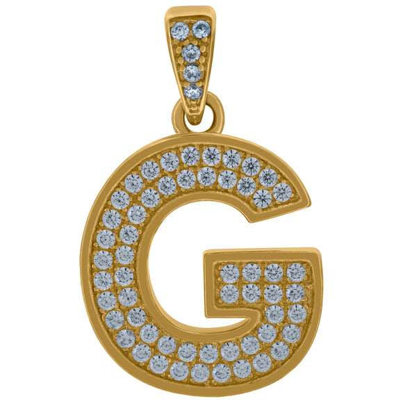 10kt Yellow Gold Mens Women Cubic-zirconia Initial G Charm Pendant