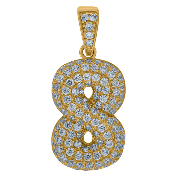10kt Yellow Gold Mens Women Cubic-zirconia Number 8 Bubble Charm Pendant
