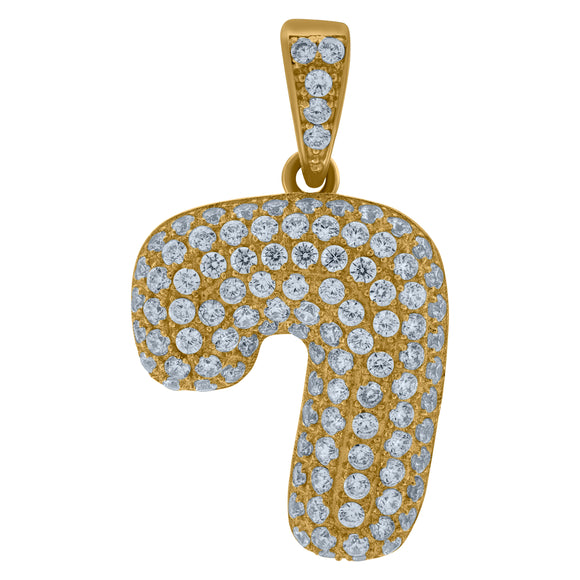10kt Yellow Gold Mens Women Cubic-zirconia Number 7 Bubble Charm Pendant