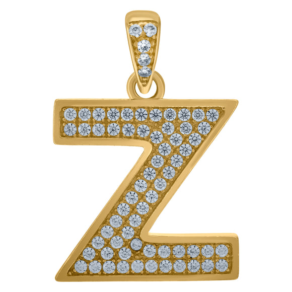 10kt Yellow Gold Mens Women Cubic-zirconia Initial Z Charm Pendant