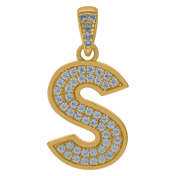 10kt Yellow Gold Mens Women Cubic-zirconia Initial S Charm Pendant