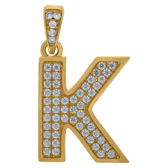 10kt Yellow Gold Mens Women Cubic-zirconia Initial K Charm Pendant
