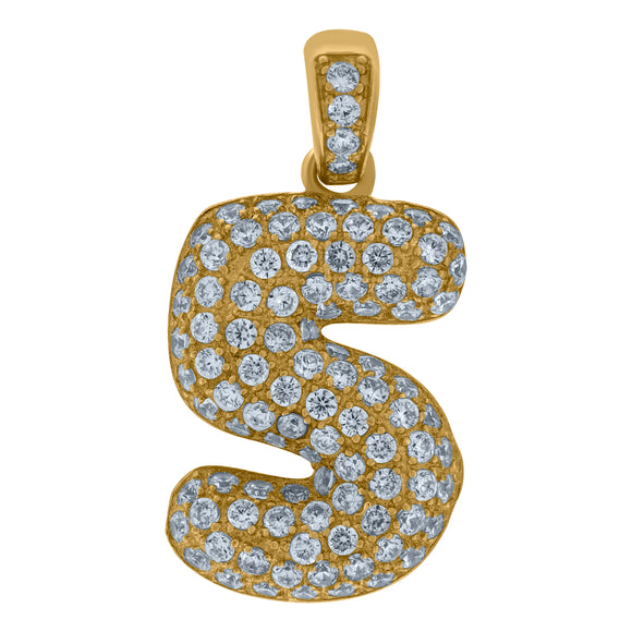 10kt Yellow Gold Mens Women Cubic-zirconia Number 5 Bubble Charm Pendant