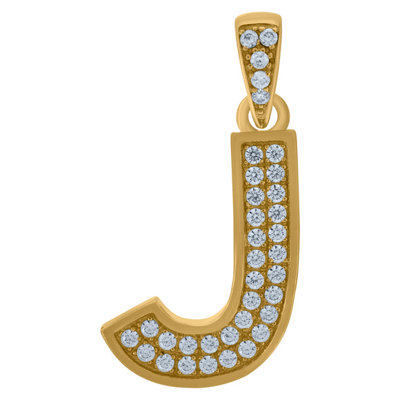 10kt Yellow Gold Mens Women Cubic-zirconia Initial J Charm Pendant