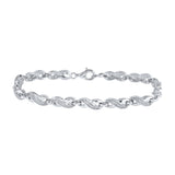 Sterling Silver Womens Round Diamond Infinity Bracelet .01 Cttw