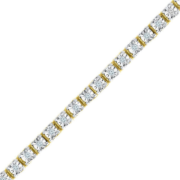 10kt Yellow Gold Womens Round Diamond Single Row Fashion Bracelet 1/2 Cttw