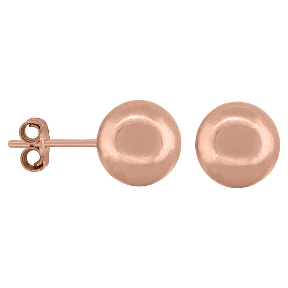 925 Sterling Silver Rose-tone Womens Ball Stud Earrings