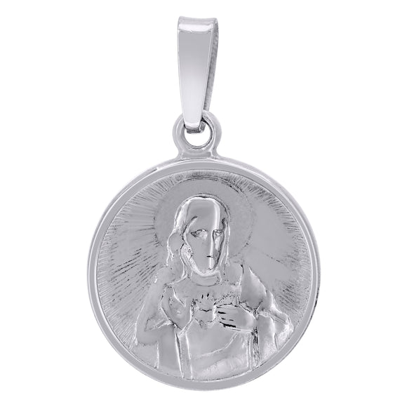 925 Sterling Silver Mens Sacred Heart Of Jesus Religious Charm Pendant
