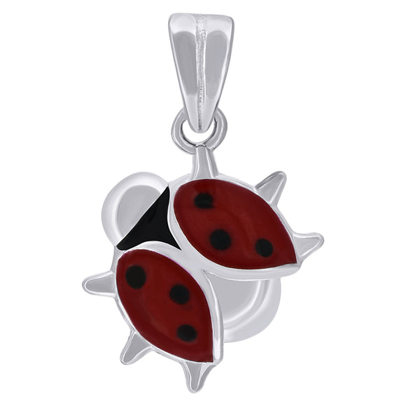 925 Sterling Silver Mens Enamel Ladybug Insects Wildlife Charm Pendant