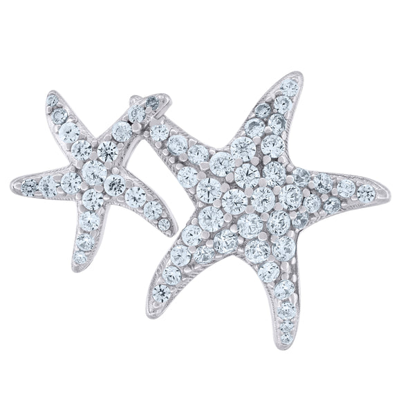 925 Sterling Silver Womens Cubic-Zirconia Star Fish Ocean Charm Pendant