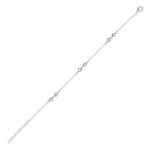925 Sterling Silver Women Cubic Zirconia Rolo Link Adjustable Bracelet