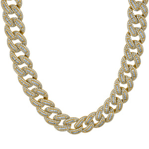 925 Sterling Silver Yellow-Tone Men Cubic Zirconia Cuban Baguette 12mm Bracelet Size 8 Inches