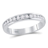 14kt White Gold Womens Round Diamond Single Row Channel-set Wedding Band 1/3 Cttw