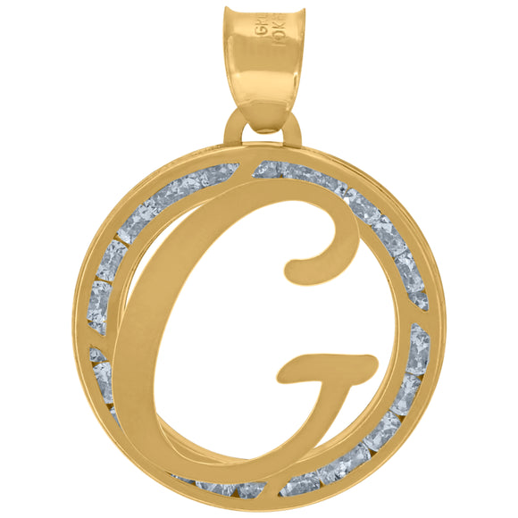 10kt Yellow Gold Unisex Cubic-zirconia Initial Letter G Heart Charm Pendant