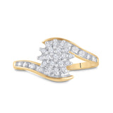 10kt Yellow Gold Womens Round Diamond Cluster Ring 1/6 Cttw
