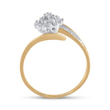 10kt Yellow Gold Womens Round Diamond Cluster Ring 1/6 Cttw