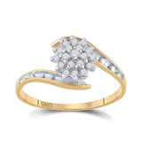 10kt Yellow Gold Womens Round Diamond Cluster Ring 1/6 Cttw