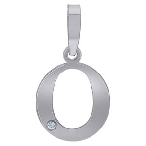 925 Sterling Silver Unisex cubic-zirconia Plain Initial Alphabet O Charm Pendant