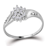 10kt White Gold Womens Round Diamond Cluster Ring 1/8 Cttw