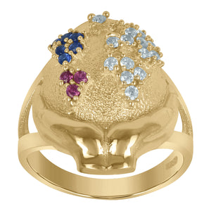 10Kt Yellow Gold Womens Blue/Purple Cubic-Zirconia Colored Cz Rings