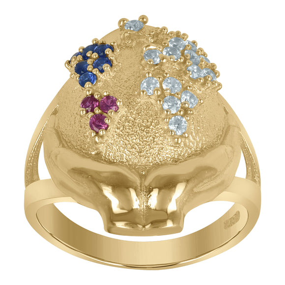 10Kt Yellow Gold Womens Blue/Purple Cubic-Zirconia Colored Cz Rings