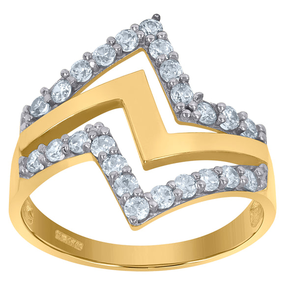 10Kt Two-Tone Gold Womens Cubic-Zirconia Fashion Rings