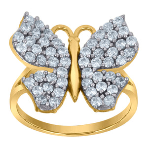 10Kt Two-Tone Gold Womens Cubic-Zirconia Butterfly Fashion Rings