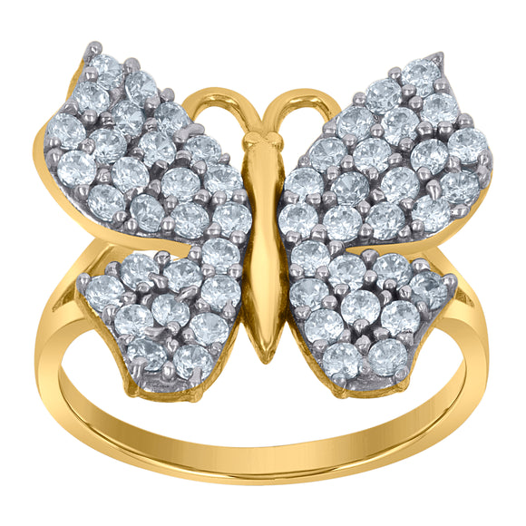 10Kt Two-Tone Gold Womens Cubic-Zirconia Butterfly Fashion Rings