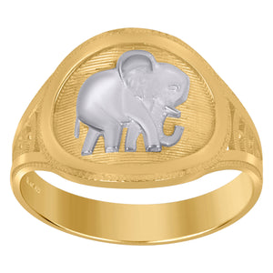 10kt Two-tone Gold Womens DC Textured Elephant Band Ring