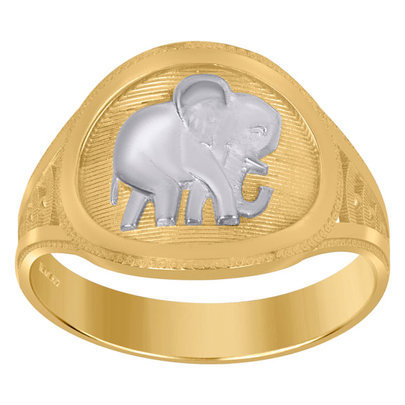 10kt Two-tone Gold Womens DC Textured Elephant Band Ring