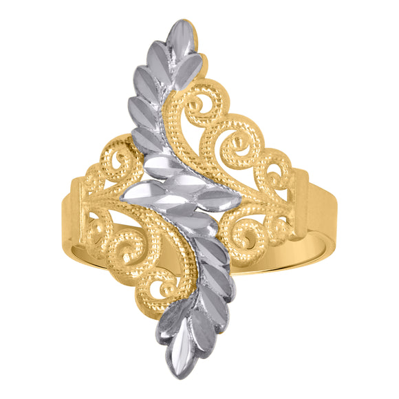 10Kt Two-Tone Gold Womens Filigree Fashion Rings