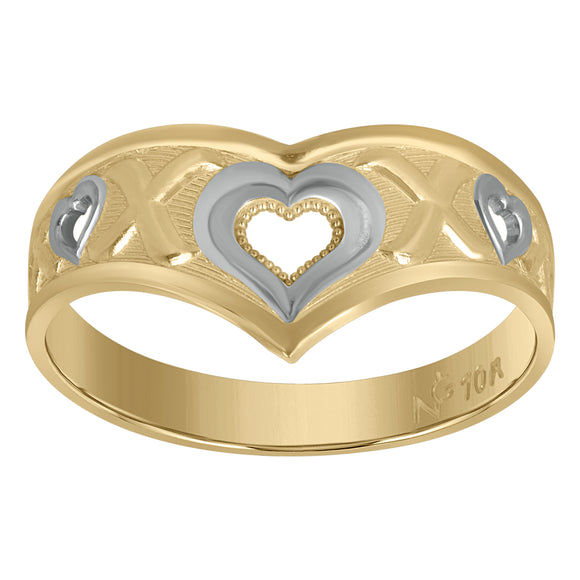 10Kt Two-Tone Gold Womens Heart Love & Hearts Rings