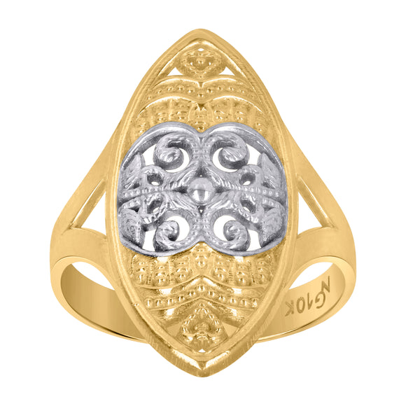 10Kt Two-Tone Gold Womens Filigree Fashion Rings