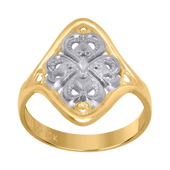 10Kt Two-Tone Gold Womens Clover Good Luck Rings