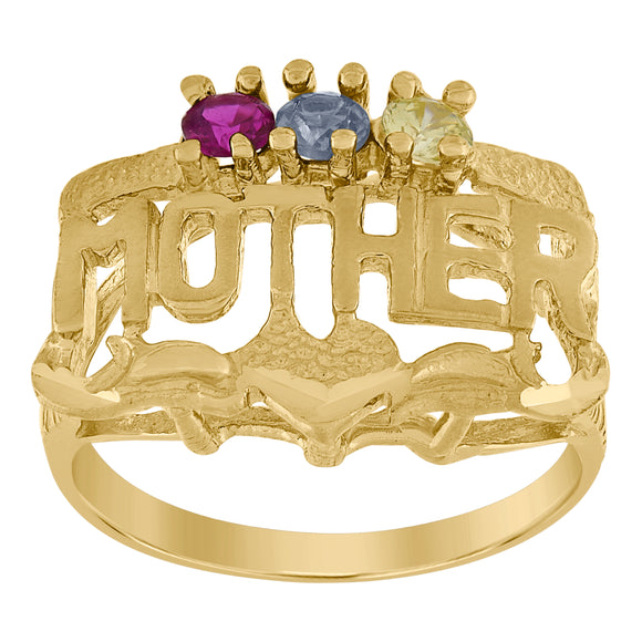 10Kt Yellow Gold Womens Multi-Color Cubic-Zirconia Mother Ring 
