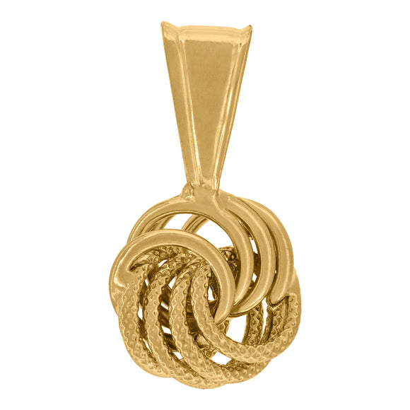 14kt Yellow Gold Womens Polished Finish Textured Love Knot Charm Pendant