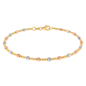 14kt Tri-color Gold Womens Diamond-cut Finish Textured Beaded Bangles