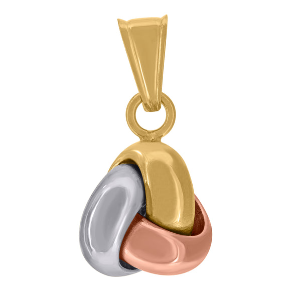 14kt Tri-color Gold Womens Polished Finish Love Knot Charm Pendant