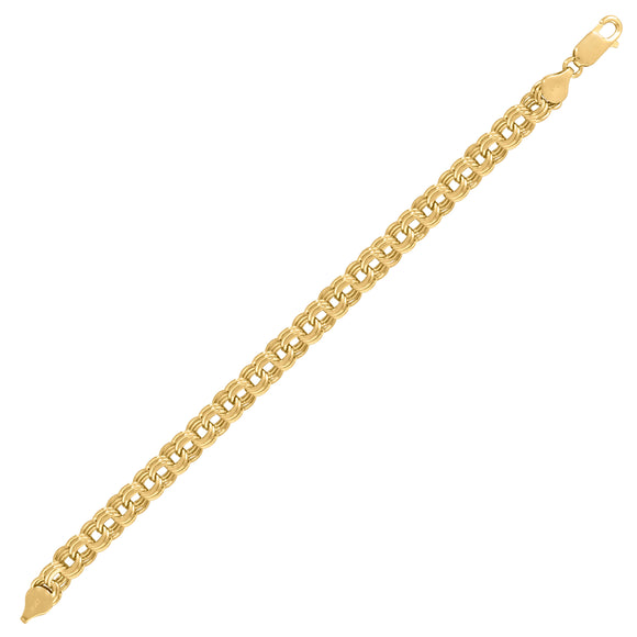 14kt Yellow Gold Womens Polished Finish Double Curb Oval Link Bracelet Size 7 Inches