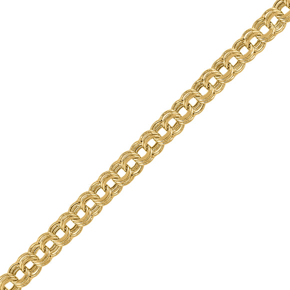 14kt Yellow Gold Womens Polished Finish Double Curb Oval Link Bracelet Size 8 Inches