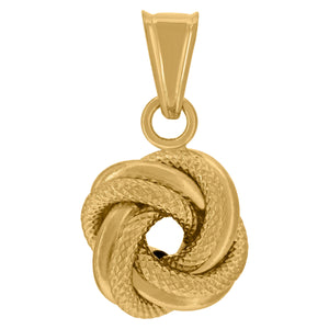 14kt Yellow Gold Womens Polished Finish Textured Love Knot Charm Pendant